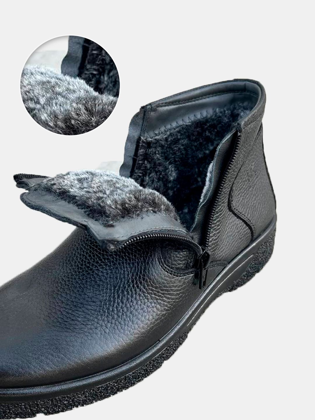 Men's boots made of genuine leather, with fur view 5